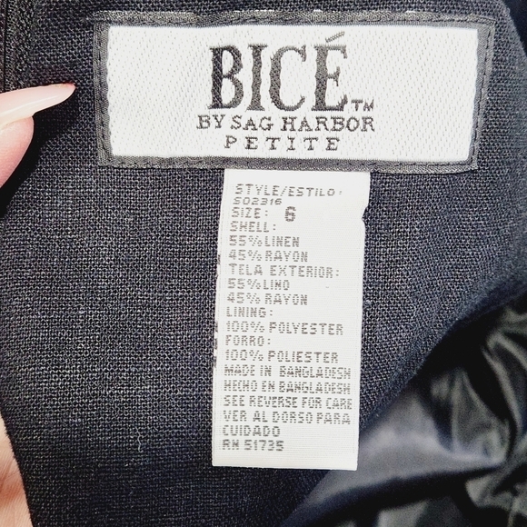 BICE by Sag Harbor Black 55% Linen Blend  Mini Formal Sleeveless Dress sz 6 - Picture 11 of 11